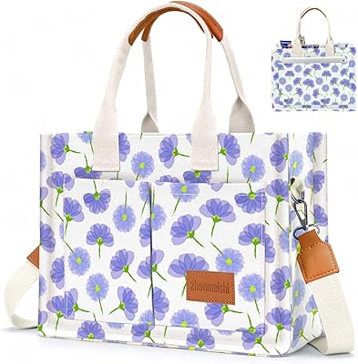 Canvas Tote Bag for Women with Pockets Crossbody Bag Tote Shoulder Handbags Casual Work Bags Everything Tote Bag