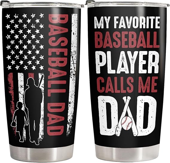 34HD Baseball Dad American Flag My Favorite Player 20 oz Tumbler, Dad Gift