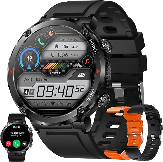 Smart Watch (Answer/Make Calls) for Men, 1.6" Round Big Screen Smartwatch for Android iPhone, Activity Tracker with Blood Pressure Heart Rate Sleep SpO2 Monitor, 100+ Sports Fitness Tracker (Black)