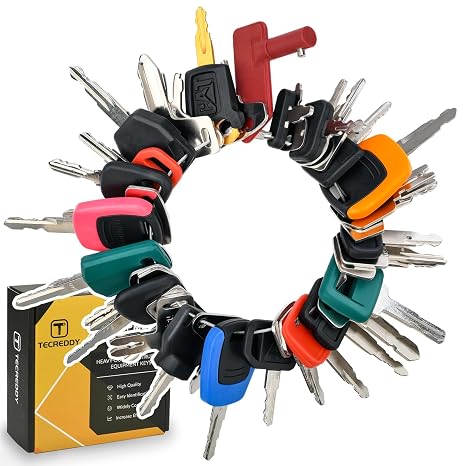 42 Heavy Equipment Keys Master Set, Machine Ignition Key for Cat Caterpillar John Deere Komatsu Volvo Bobcat Kubota JCB Case Hyster Yanmar Daewoo Takeuchi New Holland Construction Equipment