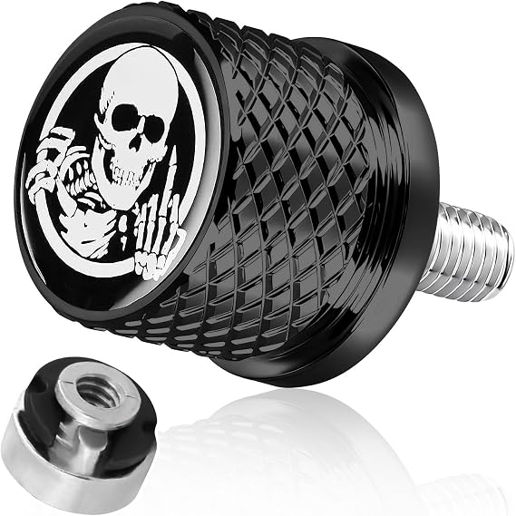 GUAIMI Fender Seat Bolt Screw Nut Kit 1/4"-20 Thread Compatible with Harley Sportster Touring Electra Glide Street Glide 1996-2020 -Skeleton Middle Finger-Black
