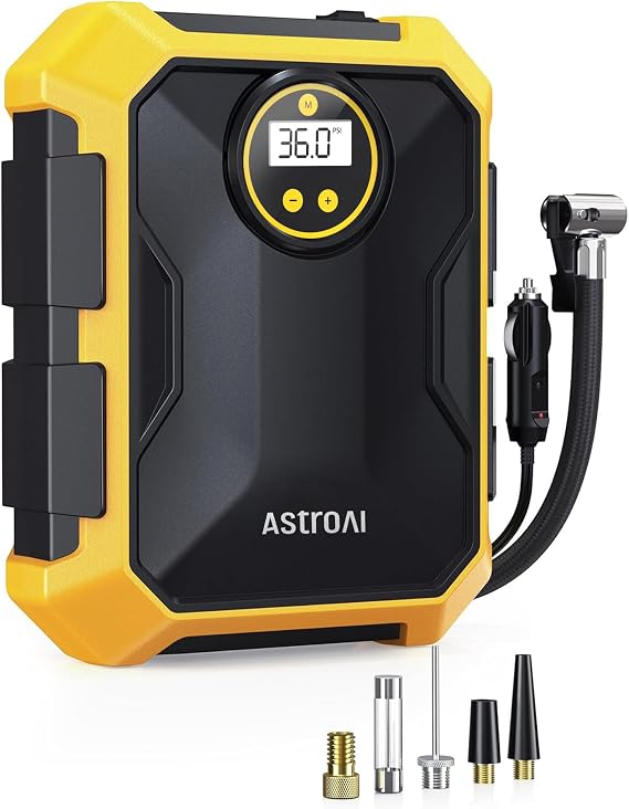 AstroAI Tire Inflator Portable Air Compressor 12V DC Integrated Storage