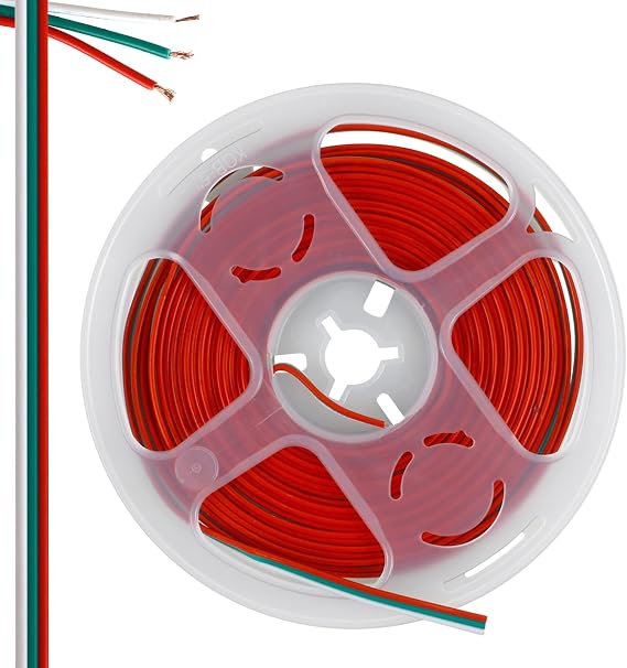 RGBZONE 10 Meters 22AWG 3PIN LED Light Strip Cable Cord, Extension Cable Line Wire for WS2812b WS2811 Dream Color Led Strip Lights, PVC Plastic Flexible(10M)