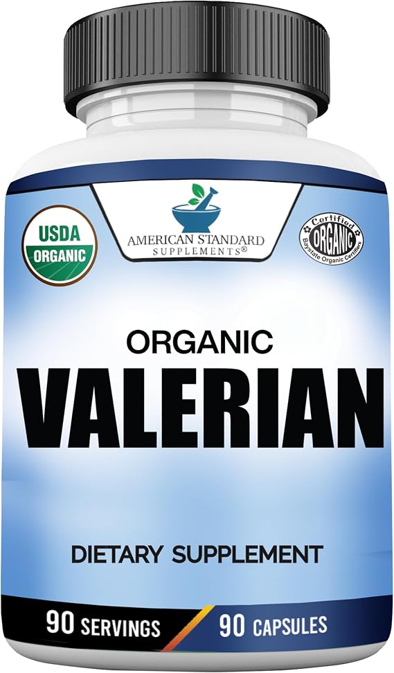 American Standard Supplements Organic Valerian Vegan, Gluten Free, Non-GMO, 90 Capsules, 90 Servings