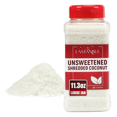 Eastanbul Shredded Coconut, 11.3oz, Unsweetened Coconut Flakes, 100% Natural Shreds, Finely Shredded, Desiccated, Vegan, Gluten Free, Non-GMO, No Sugar Added