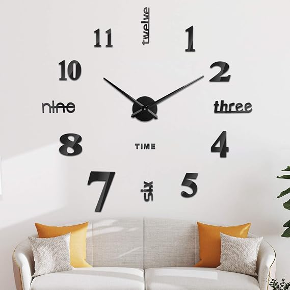 Soledi Wall Clock with 3D Visual Sticker DIY Wall Clocks Reusable Suitable for Decoration Gift Home Restaurant Office Hotel