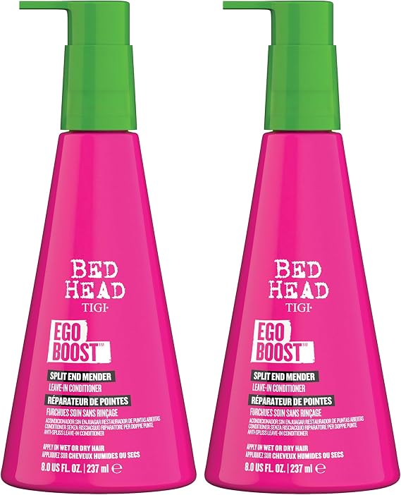 TIGI Bed Head Leave-In Conditioner, Split End Mender, Ego Boost 2-Pack Split Ends Treatment for Dry, Damaged Hair, Fruit & Berries Fragrance, 8 Oz Ea