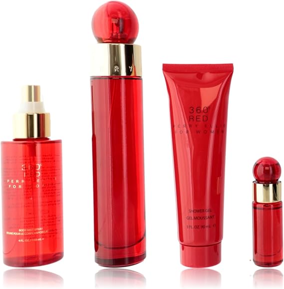 Perry Ellis 360 Red for Women 4-Piece Gift Set, Floral Fragrance Set