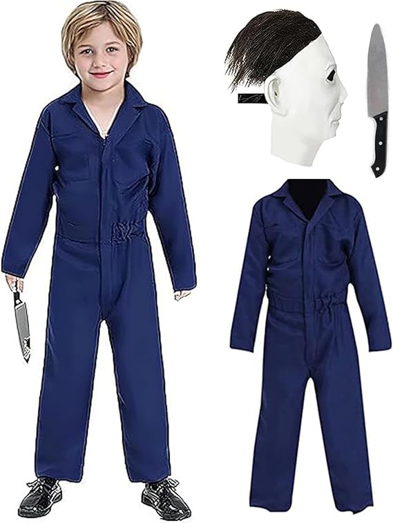 Kuberas Kids Killer Costume for Boys Scary Kills Jumpsuit Coveralls Mask with Blood Toy Halloween Cosplay Outfits