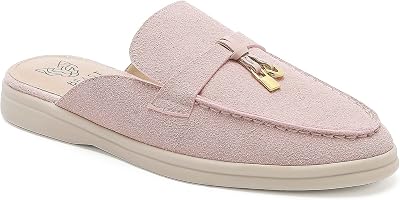 Women’s Pointed-Toe Woven Mule Loafers CHARLIE-02 Lightweight Slip-On Flats – Casual Summer Essentials Elegant Beach Holiday Vacation Pink, Adult, Women, 9, Numeric, US Footwear Size System, Medium