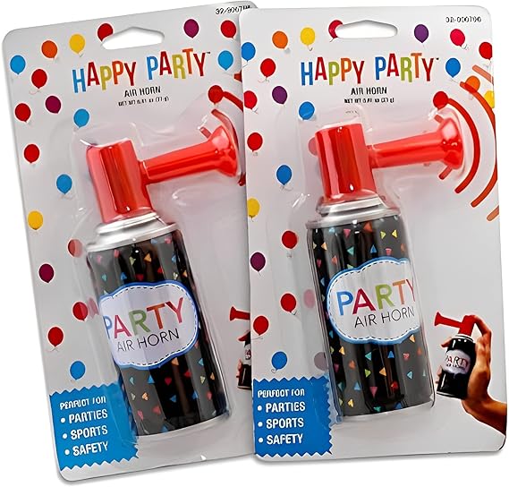 Air Horn - Mini Fog Horn Noise Maker with Hand held Pump 2pks of 1 Can .81oz