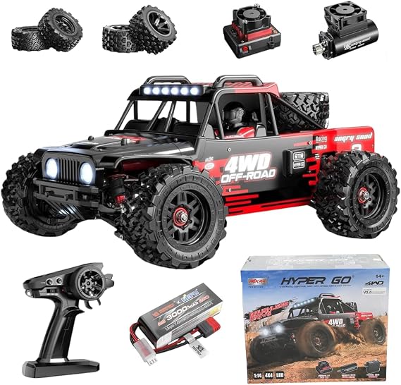 MJX Hyper Go 14209 RC Car 1:14 Scale 4WD Brushless Off Road Truck For Adults, 70km/h High Speed RC Car, RTR Brushless 1/14 Scale Drift Car For Adults, 2.4GHz RC Truck With Oil Filled Shocks