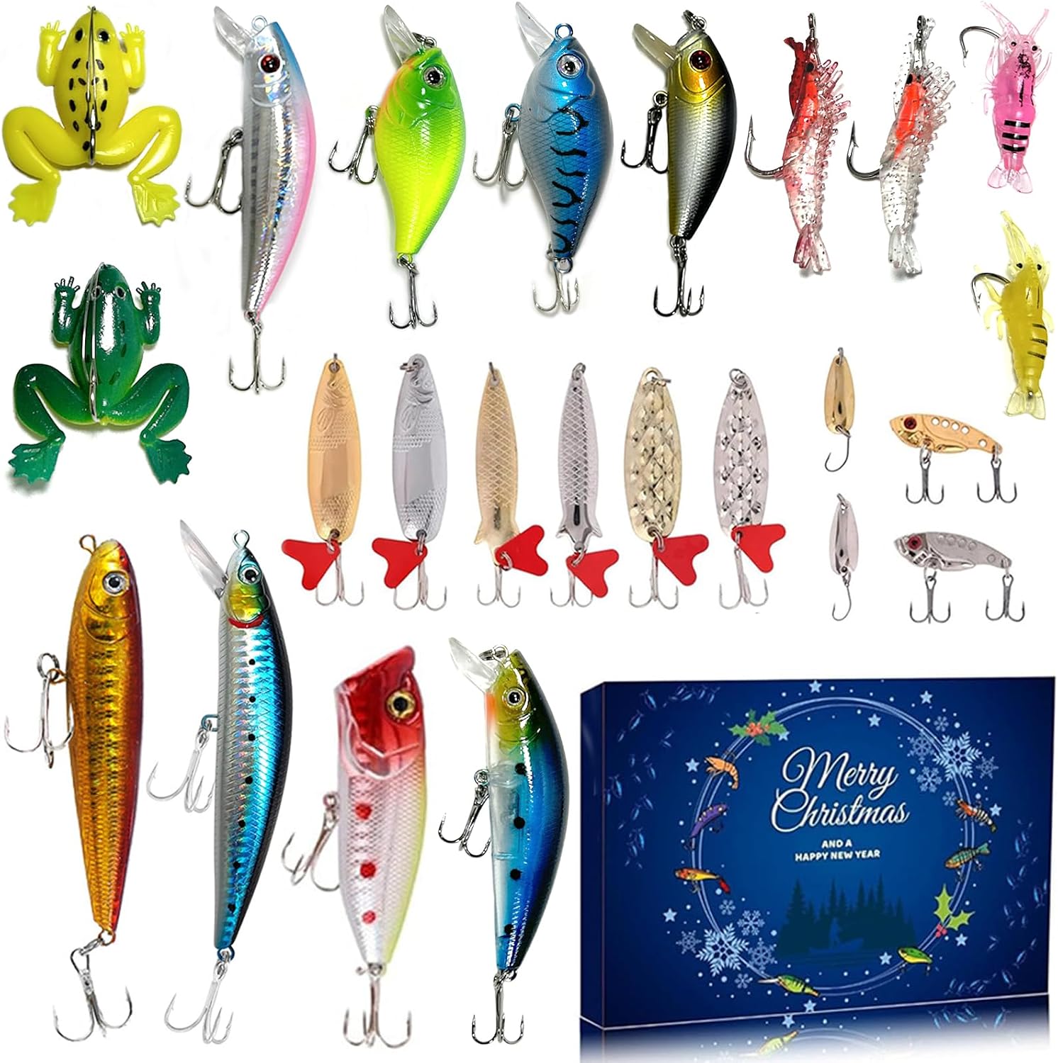 Fishing Advent Calendar 2025-24 Days Christmas Countdown Fishing Lures Set, Xmas Gift for Adult Men Women Teen Boys Girls Fishing Lovers