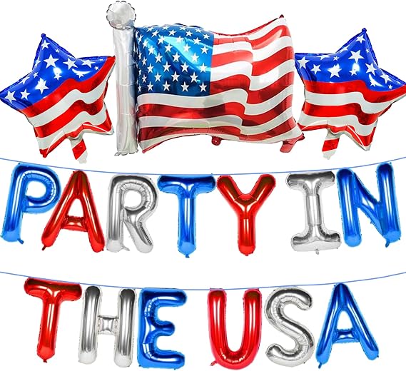 USA Balloons Party in the USA Letter Balloons Red White Blue Patriotic