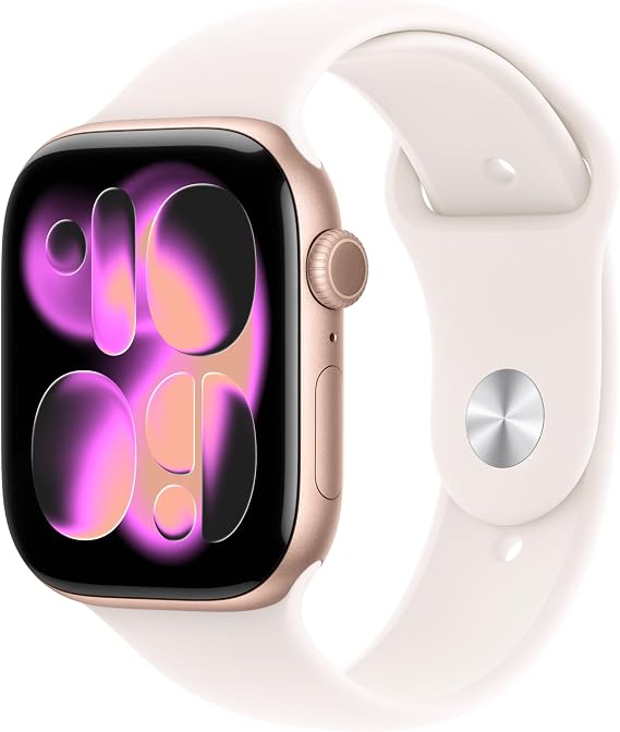 Apple Watch Series 11 [GPS 46mm] Smartwatch with Rose Gold Aluminum Case with Light Blush Sport Band - M/L. Sleep Score, Fitness Tracker, Health Monitoring, Always-On Display, Water Resistant