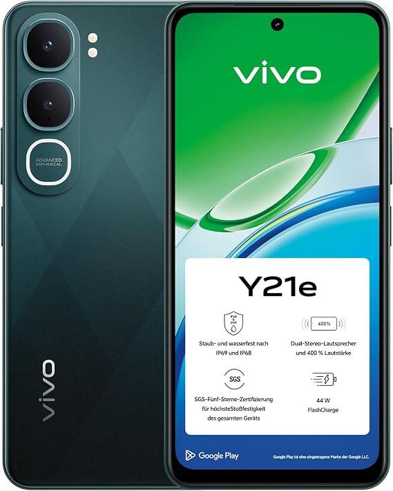 vivo Y21e Smartphone 4GB + 128GB IP69+ 44W FlashCharge Dual SIM