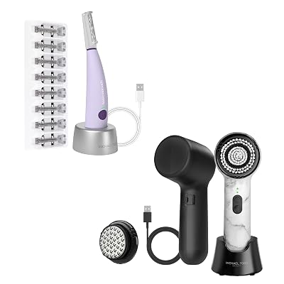Michael Todd Beauty Sonicsmooth Dermaplane Razor with 8 Weeks of Dermaplaning Blades & Soniclear Facial Cleansing Brush