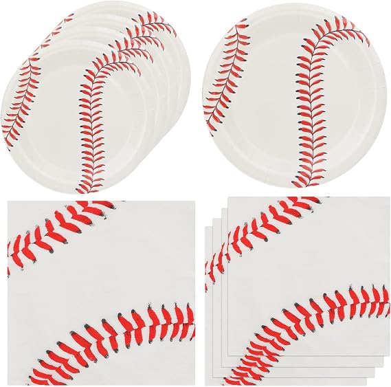 40PCS Baseball Party Decorations,Baseball Plates,Baseball Napkins for Baseball Birthday Party Supplies Baseball Fans Boys Baby Shower(2-Baseball)