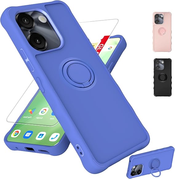 jioeuinly for AirVoice S67 5G / C67 /A67 Case [NO Fit A67L] Compatible for FOXXD Foxx Miro S67 5G / A67 / HTH C67 Phone Case Cover [with Tempered Glass Screen Protector][Ring Support] Blue