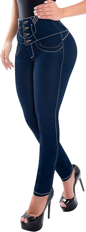 Fiorella Shapewear Butt Lifter Women Jeans High Rise 4 Button Waist Push Up Levanta Cola Pantalones Colombianos 513DB