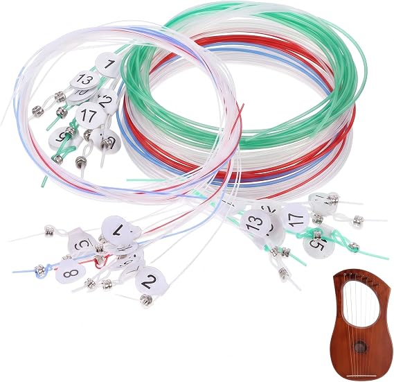 SUPVOX 19 String Lyre Harp Strings Nylon Replacement Set, Color Coded Lyre Strings for Small Instrument, Easy Install Harp String Replacement for Beginners and Music Enthusiasts