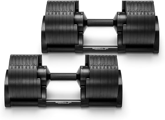 NUOBELL Adjustable Dumbbell Set, 5-50 LB or 5-80 LB, Easy Twist 2024-25 Model, All-In-One Weights Set (Pair) for Home, Original Manufacturer