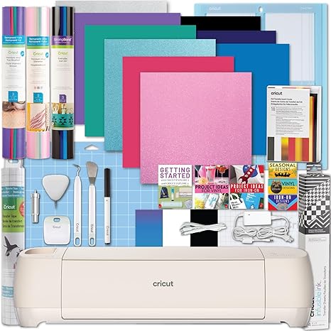Cricut Explore 4 Machine Ultimate Card Sampler Set - Vinyl Sampler, Insoluble Ink Card Making Kit Heat Transfer Vinyl Tool Set Cutting Mat - Beginner Die Cutting Machine Set for DIY Projects