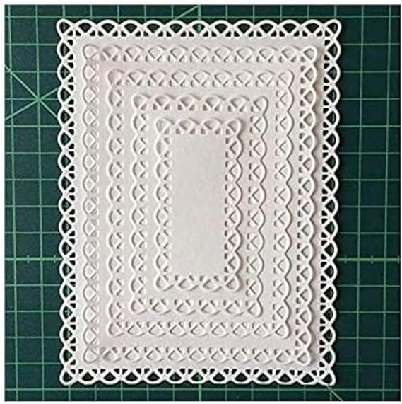 Nested Stitched Scallop Rectangle Frame Cutting Dies, Metal Cutting Dies Stencils DIY Etched Dies Craft Paper Card Making Scrapbooking Embossing 10.7X13.9 cm (Rectangle Frame)