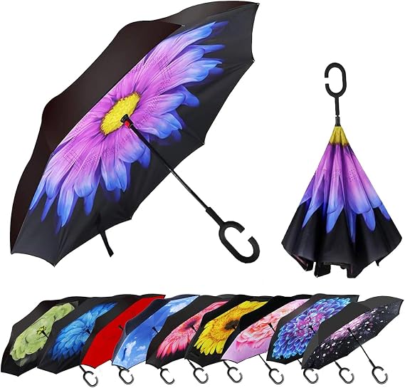 MRTLLOA Inverted Umbrella, 40/49/56 Inch Windproof Double Layer
