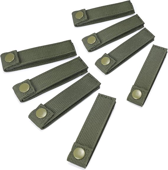 Vepkoit Molleストラップ スナップ付き 4インチ、タクティカル モッズストラップ Molle ウェビングストラップ、ミリタリーバックパック Molleアクセサリー スナップストラップ、アウトドアバッグ ナイロン サムモールコネクタ ブラック/アーミーグリーン/コヨーテ