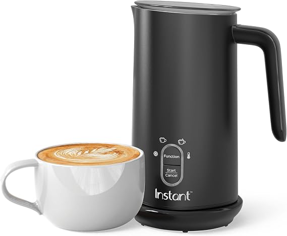 Instant Pot Milk Frother, 4-in-1 Electric Milk Steamer, 10oz/295ml Automatic Hot and Cold Foam Maker and Milk Warmer for Latte, Cappuccinos, Macchiato, From the Makers of Instant 500W, Black
