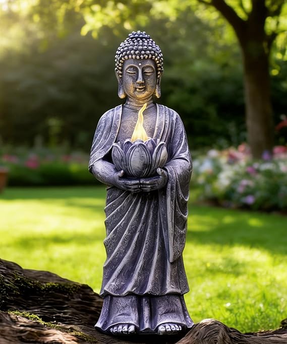 Meditation 11' Buddha Statue Figurine -Buddha with Tea Lights Candle Holder,Gift idea,Zen Garden Yard Lawn Home Decor Meditation Accessories