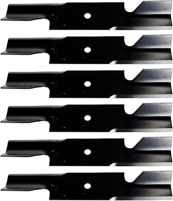 6 USA Mower Blades U11184BP Extra High-Lift for Scag 48110, 481706, 481710, 48184, 482461, 482877 A48110, A48184 Length 16-12 in. Width 3 in. Thickness .203 in. Center Hole 58 in. 32 in. 48 in. Deck