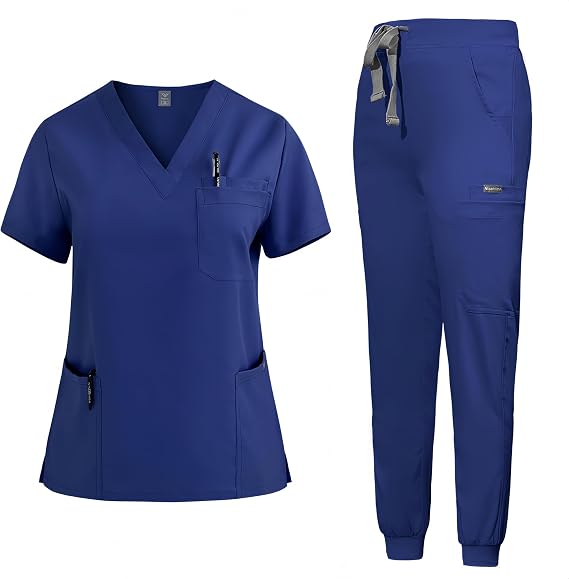 Aylashine Unisex Short-sleeved Scrubs Medical suit, Nurse Uniform,V-neck,Stretch, Quick-drying