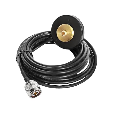NMO Magnetic Mount Base with 5M(17ft) RG-58 Coaxial Cable PL-259/N-J/Mini-UHF Plug for NMO Car Bus Taxi Mobile Antenna (N-J)