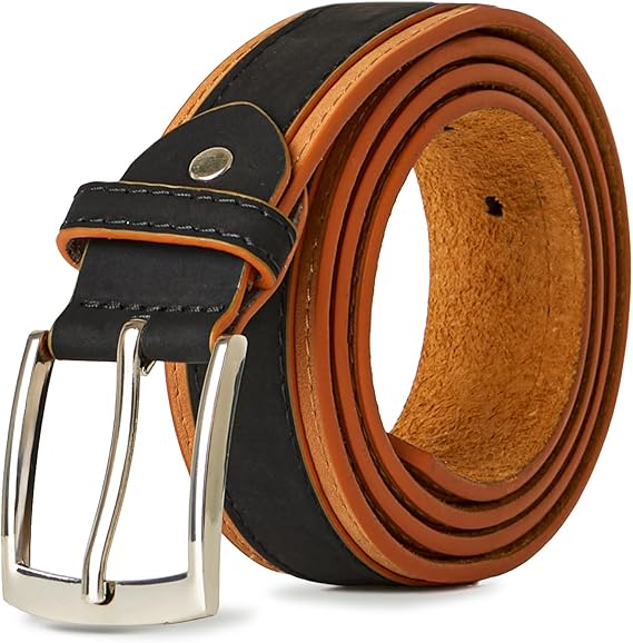 Woodland Leathers Dual-tone Leather Belts For Men - Versatile Brown & Black Mens Belts, Scratch-resistant Buckle Leather Belts For Men, Black Belt for Jeans