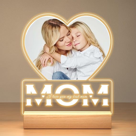 Customize Song Plaque with Name, Customizable Picture Song Frame with Spotify Code, Customized Light Up Sign, Personalized Mothers Day Wedding Presents for Mommy Daddy Mummy Daddy Wife Husband