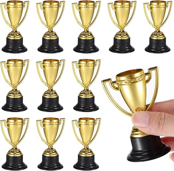 NUOBESTY Mini Trophies, 24pcs Gold Trophy Award Trophy Cup for Kids Plastic Small Trophies for Party Favors, Rewards, Winning Prizes, Competitions, Tournaments