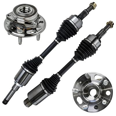Detroit Axle - Front 4pc CV Axles Wheel Bearing Hubs for 2010-2017 Chevy Equinox GMC Terrain, 2 Wheel Bearing and Hubs 2 CV Axles 2011 2012 2013 2014 2015 Replacement
