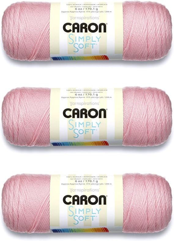 Caron Simply Soft Soft Pink Yarn - 3 Pack of 170g/6oz - Acrylic - 4 Medium (Worsted) - 315 Yards - Knitting/Crochet