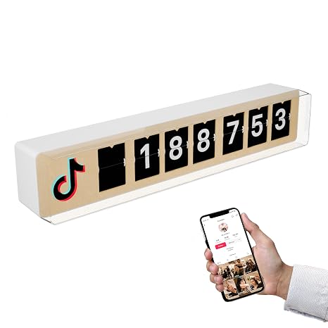 TikTok Follower Counter, Live Split-Flap Display, Wi-Fi, 7 Digits | Split-flap display shows your live TikTok followers. Ideal for creators, studios & shops. Wi-Fi ready, 5-min installation.