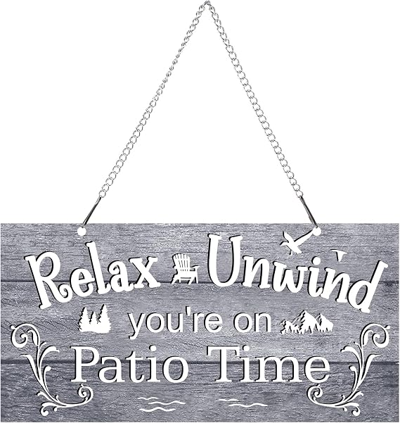 Hotop Patio Sign Outdoor Wall Decor Rustic Farmhouse,12 X 6",Gray