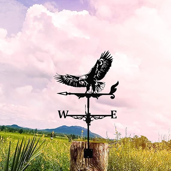 3D Animal Metal Weather Vane, Roof Weather Vane Wind Direction Indicator Roof Decoration Accessories for Garden Patio Roof Decoration (Eagle)
