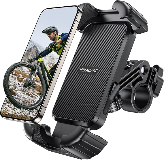 Miracase Bike Phone Holder - [Anti Shake] Motorcycle phone Mount, Phone Holder for Bike, Bicycle Phone Mount Handlebar Cell Phone Holder -[Silicone Wrapped] Scooter Bike Accessories for iPhone Samsung