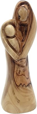 Zuluf Heart Shaped Virgin Mary with Baby Jesus 5.3 - Hand Carved Olive Wood Nativity Figurine Bethlehem MAR010