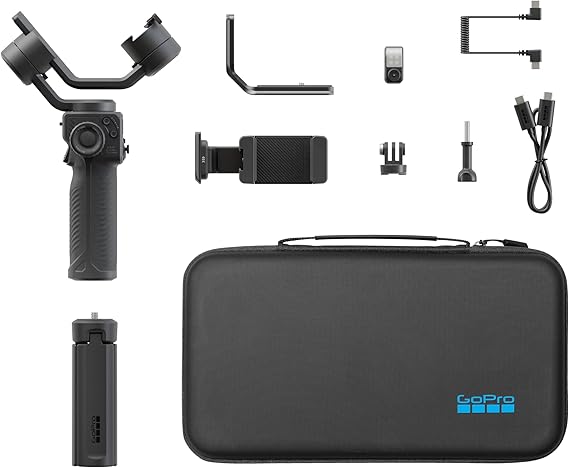 GoPro Fluid Pro AI 3-Axis Gimbal Stabilizer for GoPro Cameras and Smartphones, Subject Tracking, Lighting, Wireless Camera Control, Portable, Vlogging, 360 Rotation, Device Charging
