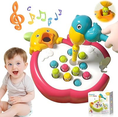 Magnetic Bird Feeding Game Toys Magnetic Worm Game for 18m-3 Year Old Woodpecker Worm Toy Fine Motor Skills Sensory Toys Bird Feeder Toy for Boys and Girls