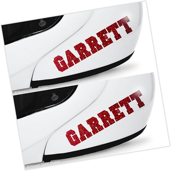 Set of 2 Glitter Custom Name Decals, Personalized Helmet Sticker Kit - #1230G