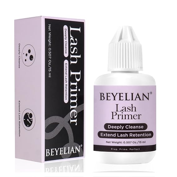 BEYELIAN Lash Primer for Eyelash Extensions 15ml Lash Extension Primer Pre-Treatment Protein Clean Natural Lashes Easy to Removes Proteins and Oils Increase Glue Bonding Professional Use Only