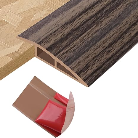 Floor Transition Strips PVC Self-adhesive Door Threshold Strips for Doorways Carpet Edging Laminate Floor Threshold Transition Profile (Grayish Brown Wood Grain, 10mm×1m)